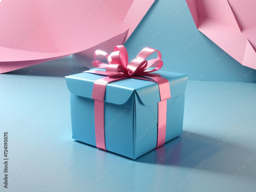 Obraz premium Birthday Elegance: Unveiling the Charm of Pink Present Wrapping Paper