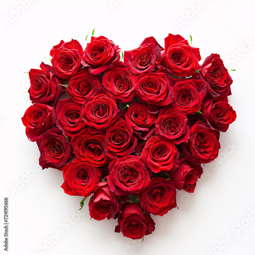 a heart shaped arrangement of red roses