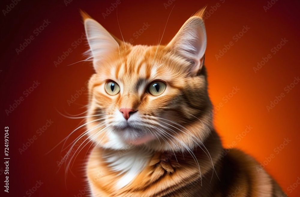 red cat-chemist, plain background, studio photo red cat-chemist, plain background, studio photo