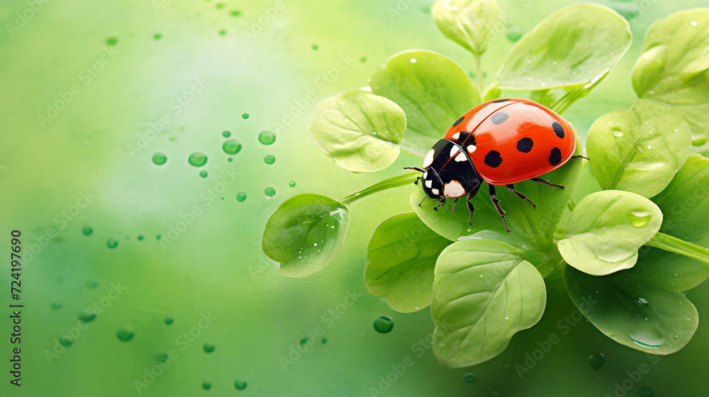 Naklejka premium Lucky charm ladybug on a plant