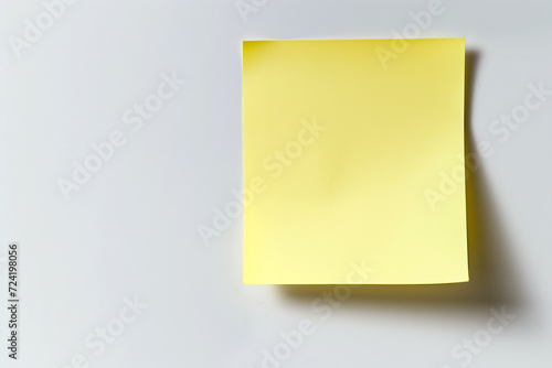 one yellow colored sticky note pinned on a white background, Empty blank note paper stick on white board, pinned Reminder memo isolated on flat wall, Yellow color blank sheet paper on white background