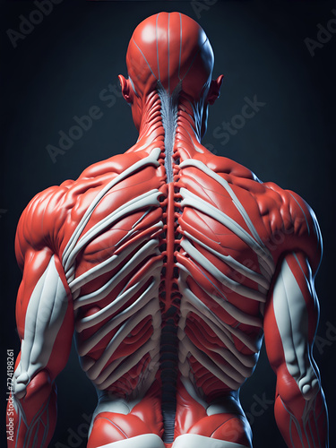 Anatomy Unveiled: Human Back Musculature in Detail AI generated photo