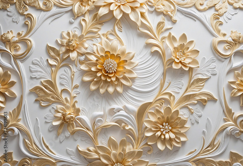 Beautiful 3D Printed Floral Wallpaper for Ceiling with Swan Design and Abstract Background