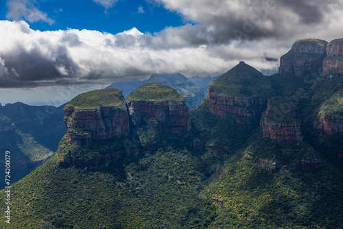 Mountain tops in the Mpumalanga province of South Africa, known as the three Rondawels.  This is by the Blyde river canyon.  photo