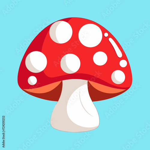 A small poisonous red fly agaric in red dots. Vector illustration