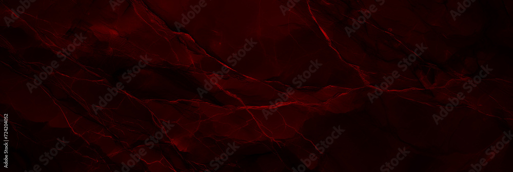 Wide panoramic surface of burgundy marble abstract stone texture with red veins dark-vine tone. For banner, background design