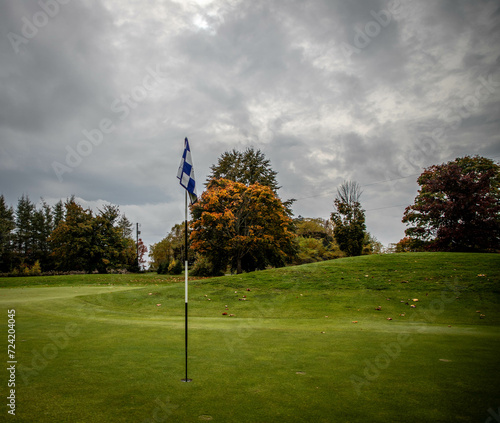 golf flag in fall in Prince Edward Island