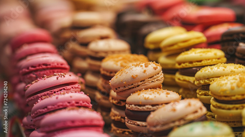 Assortment of Colorful Macarons: Delightful Variety of Sweet Confections
