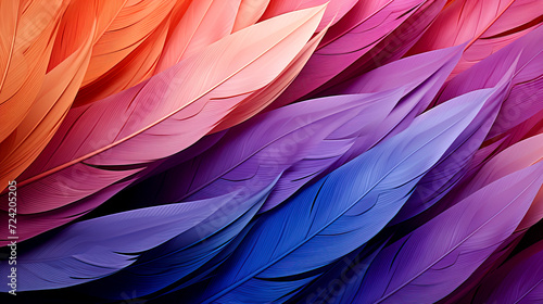 Gradient of Blue to Orange Bird Feathers in Close-up created with Generative AI technology