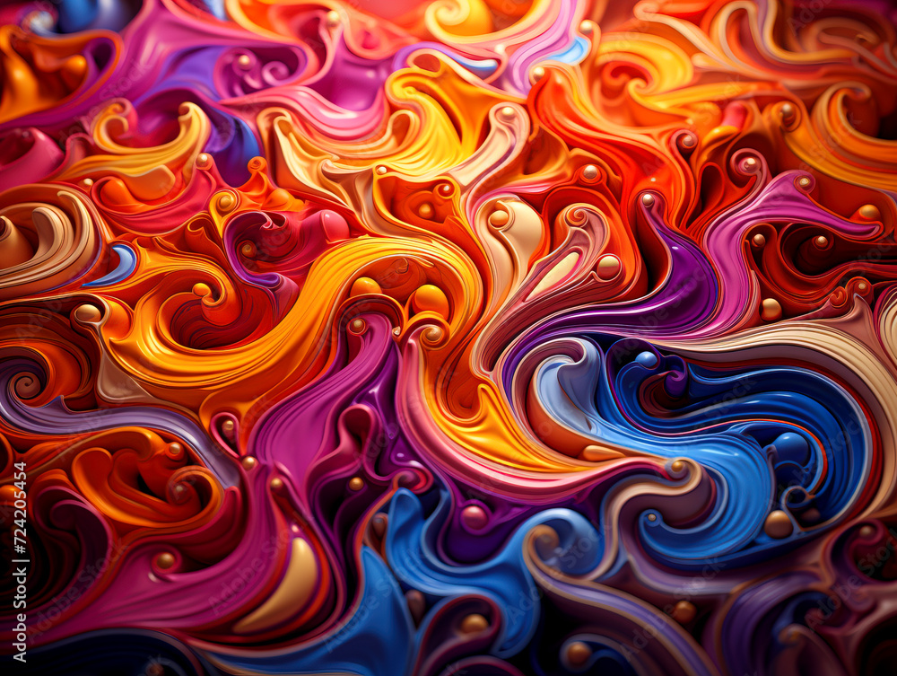 Vibrant Waves of Color in Abstract Formation created with Generative AI technology