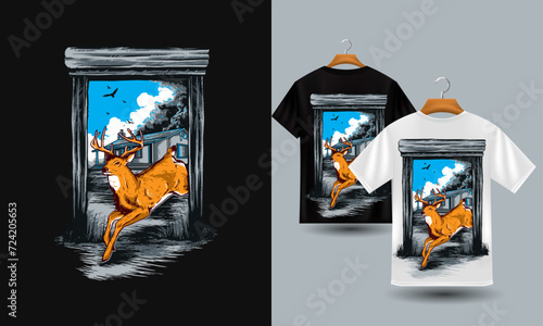 t-shirt design template online, t-shirt design with Adobe Illustrator software, t-shirt design ideas. (ID: 724205653)