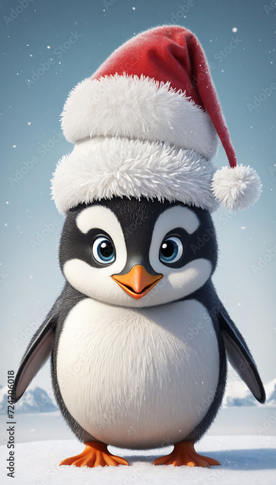 Christmas penguin with santa hat. Christmas penguin with santa hat.