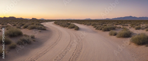 curved ground road at sunset