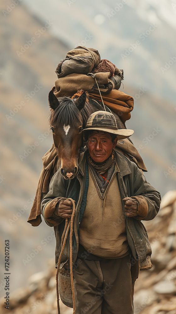 Fototapeta premium Native and His Horse