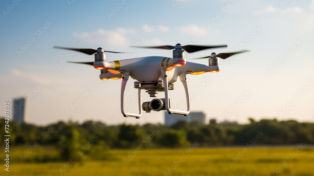 A drone flying overhead A drone flying overhead
