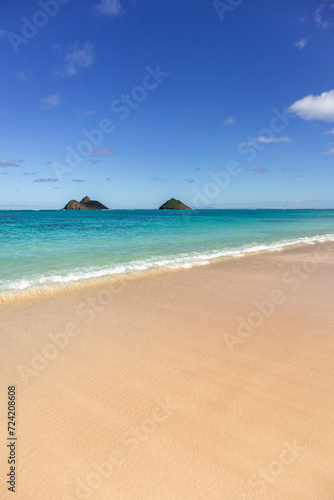 Beautiful Lanikai Beach on a sunny day in O'ahu, Hawaii