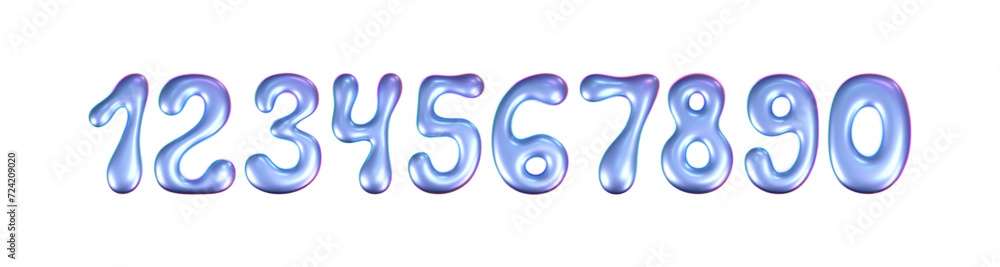 3d holographic liquid numbers in y2k style isolated. Render of 3d neon inflated iridescent numbers with rainbow effect. 3d vector y2k hologram set 3d holographic liquid numbers in y2k style isolated. Render of 3d neon inflated iridescent numbers with rainbow effect. 3d vector y2k hologram set