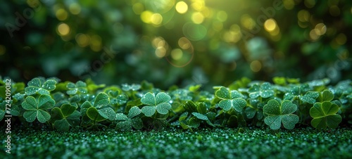 Small green Clover leaves pattern background, Natural and St. Patrick's day background