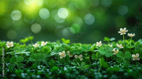 Small green Clover leaves pattern background, Natural and St. Patrick's day background