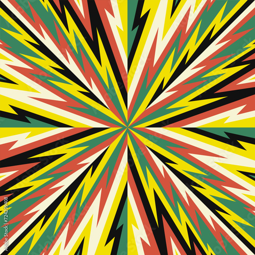 vector thunderbolt reggae switching color scarf pattern on green.