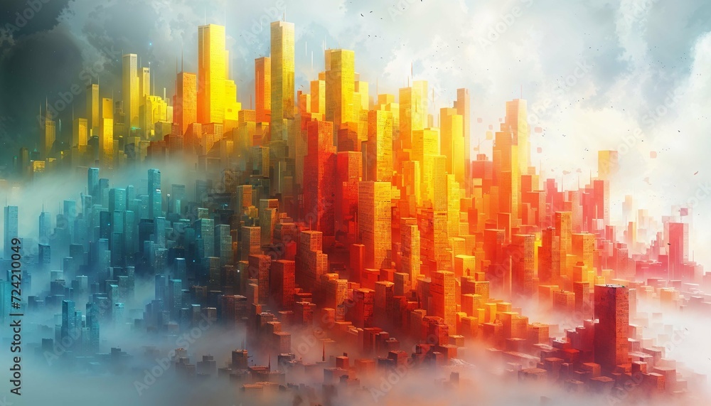 Lego abstract background with clouds