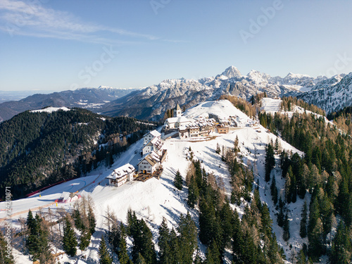 Monte Lussari famous Italian mountain peak Village in Friuli Venezia Giulia Region, Italy photo