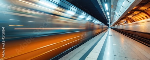 Subway train station in a motion blur