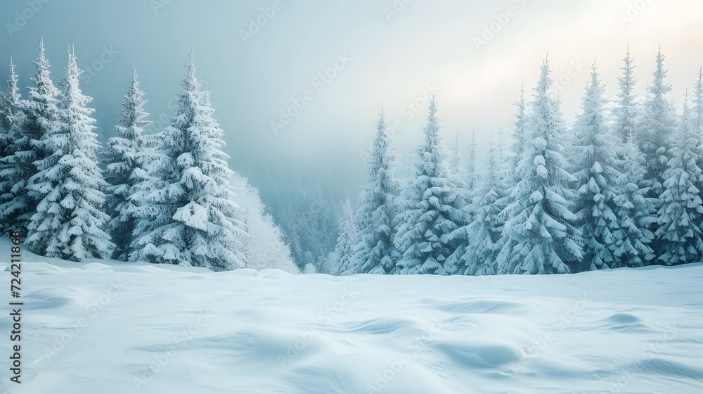 A clearing in a snow covered forest