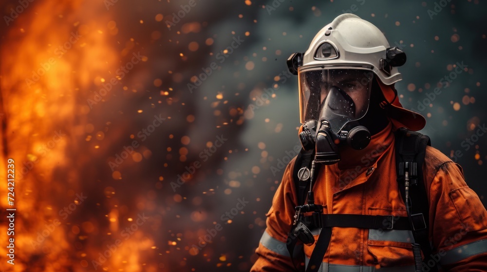 A firefighter on a plain background A firefighter on a plain background
