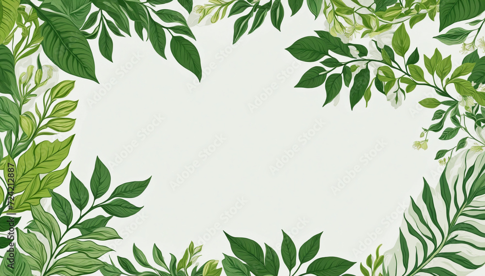 green leaves frame with white background green leaves frame with white background