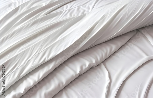 Wallpaper Mural White folded duvet on white bed. household, domestic activities, hotel and home Torontodigital.ca