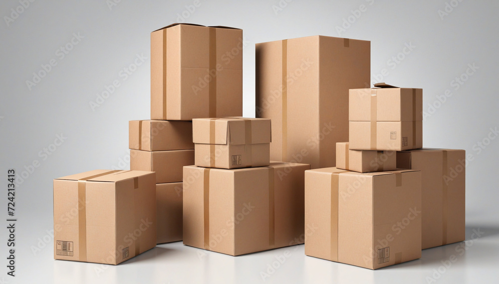 Cardboard Boxes on Transparent Background. PNG. Packages for Shipping or Moving Cardboard Boxes on Transparent Background. PNG. Packages for Shipping or Moving