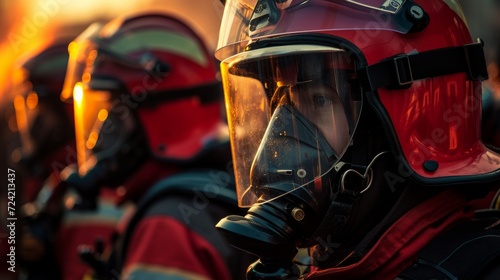 Fire department. Firefighter and helmet photo