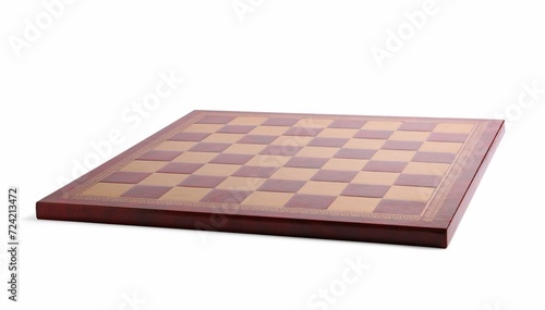 One wooden chess board isolated on white