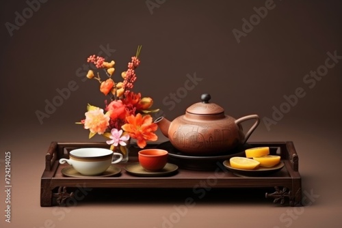 Chinese traditional tea set  happy Chinese New Year
