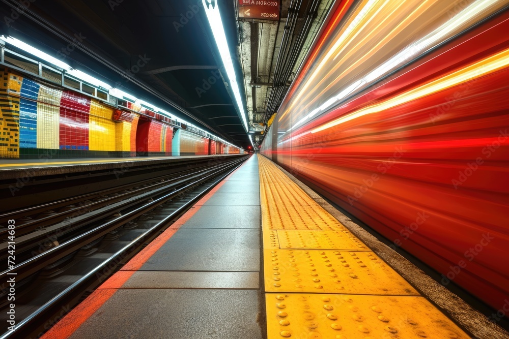 Subway train station in a motion blur Subway train station in a motion blur