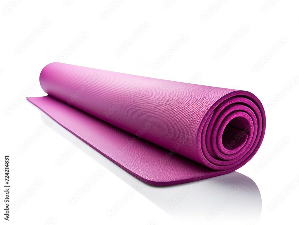 Bright Yoga Mat Rolled Up Fitness Isolated on White Background AI Generated Bright Yoga Mat Rolled Up Fitness Isolated on White Background AI Generated