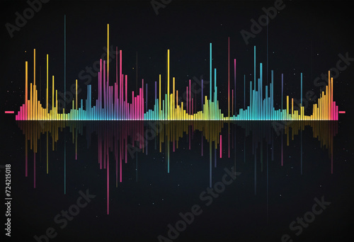 Obraz na płótnie Abstract sound waves. Music equalizer effect. Colorful frequencies on dark background. Created with Generative AI w salonie