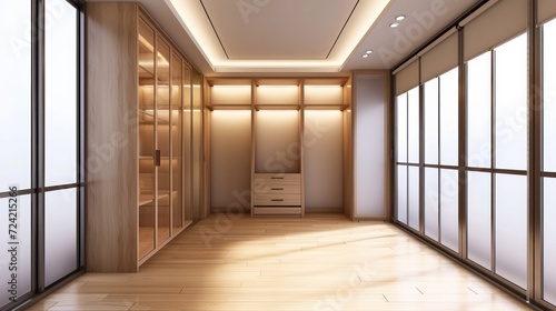 Interior of modern empty wardrobe room