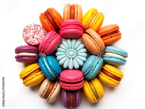 Wallpaper Mural Colorful Macarons French Dessert Isolated on White Background AI Generated Torontodigital.ca