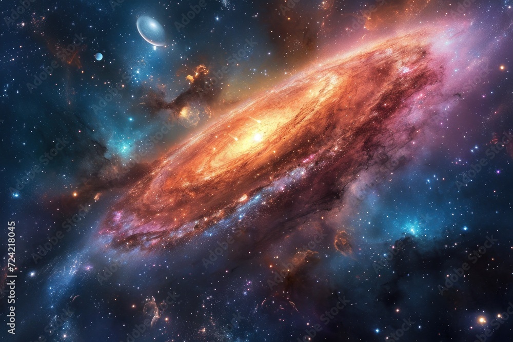 Fototapeta premium Cosmic Waltz of Comets and Galaxies