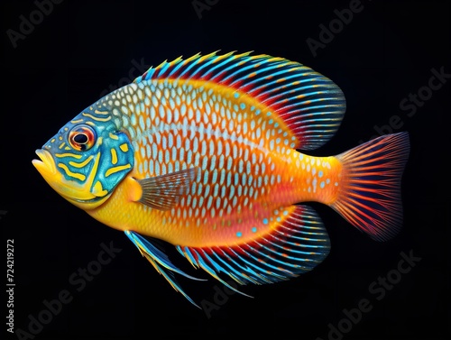 Exotic Tropical Fish Aquarium Marine Life Isolated on White Background AI Generated