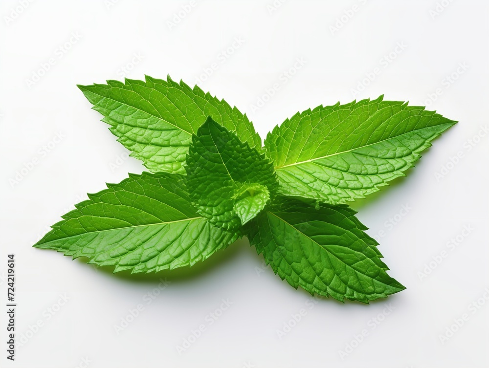 Fresh Mint Leaf Herbal Organic Isolated on White Background AI Generated Fresh Mint Leaf Herbal Organic Isolated on White Background AI Generated