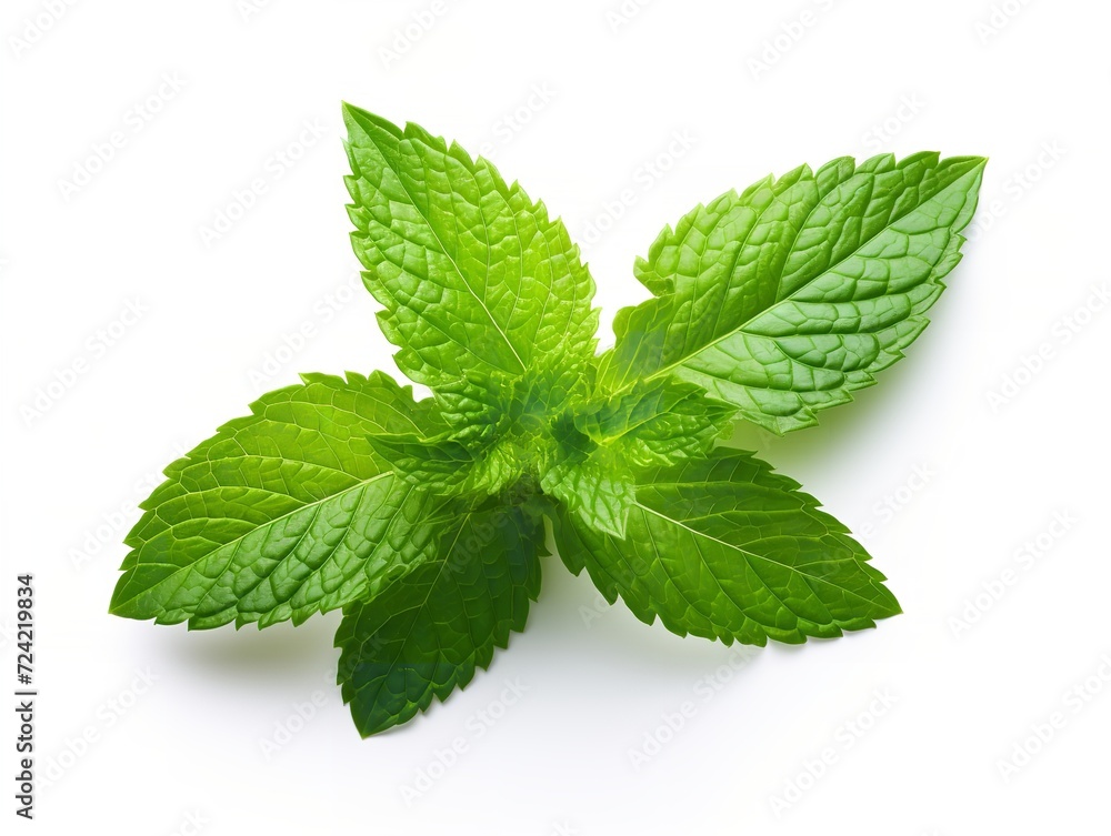 Fresh Mint Leaf Herbal Organic Isolated on White Background AI Generated Fresh Mint Leaf Herbal Organic Isolated on White Background AI Generated