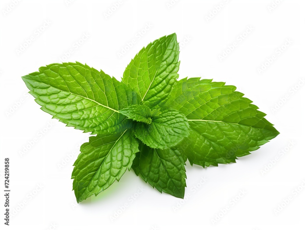 Fresh Mint Leaf Herbal Organic Isolated on White Background AI Generated