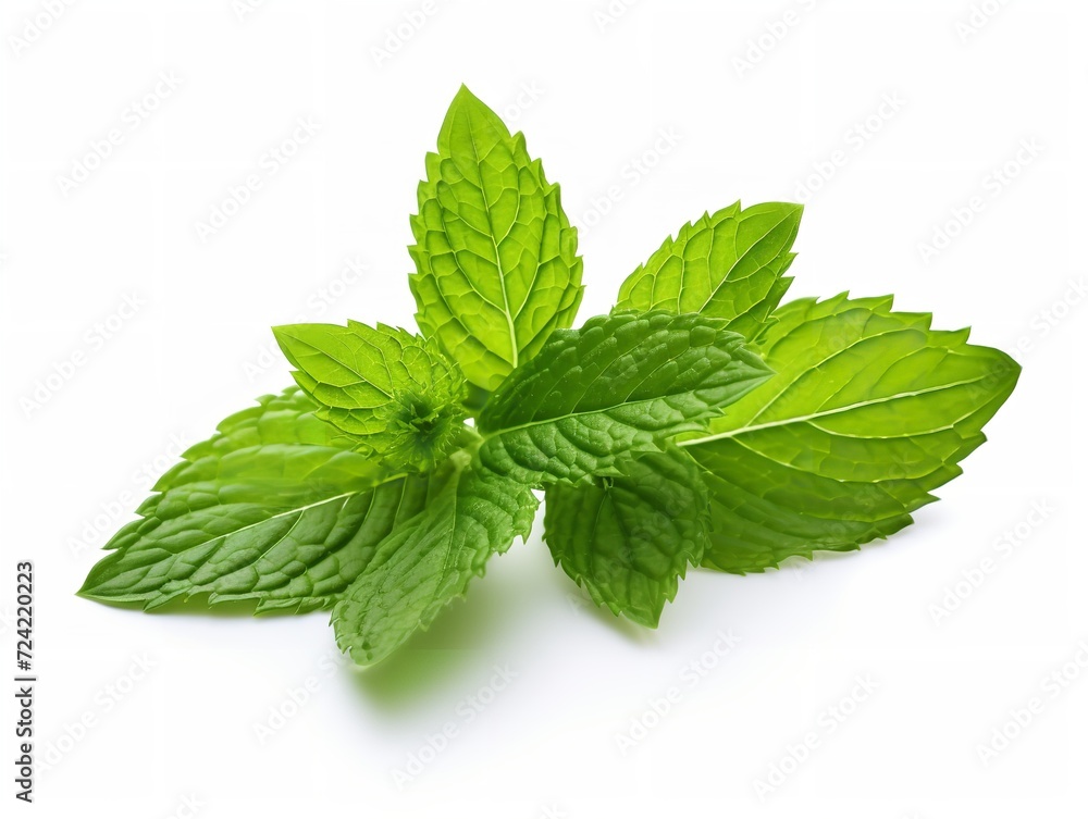 Fresh Mint Leaf Herbal Organic Isolated on White Background AI Generated Fresh Mint Leaf Herbal Organic Isolated on White Background AI Generated