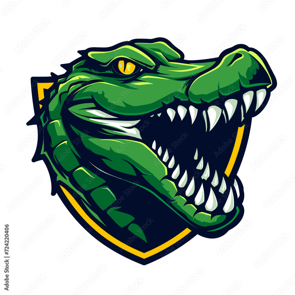 Obraz premium Esport vector logo crocodile, icon, sticker, head, symbol, alligator, reptile
