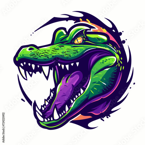 Esport vector logo crocodile  icon  sticker  head  symbol  alligator  reptile
