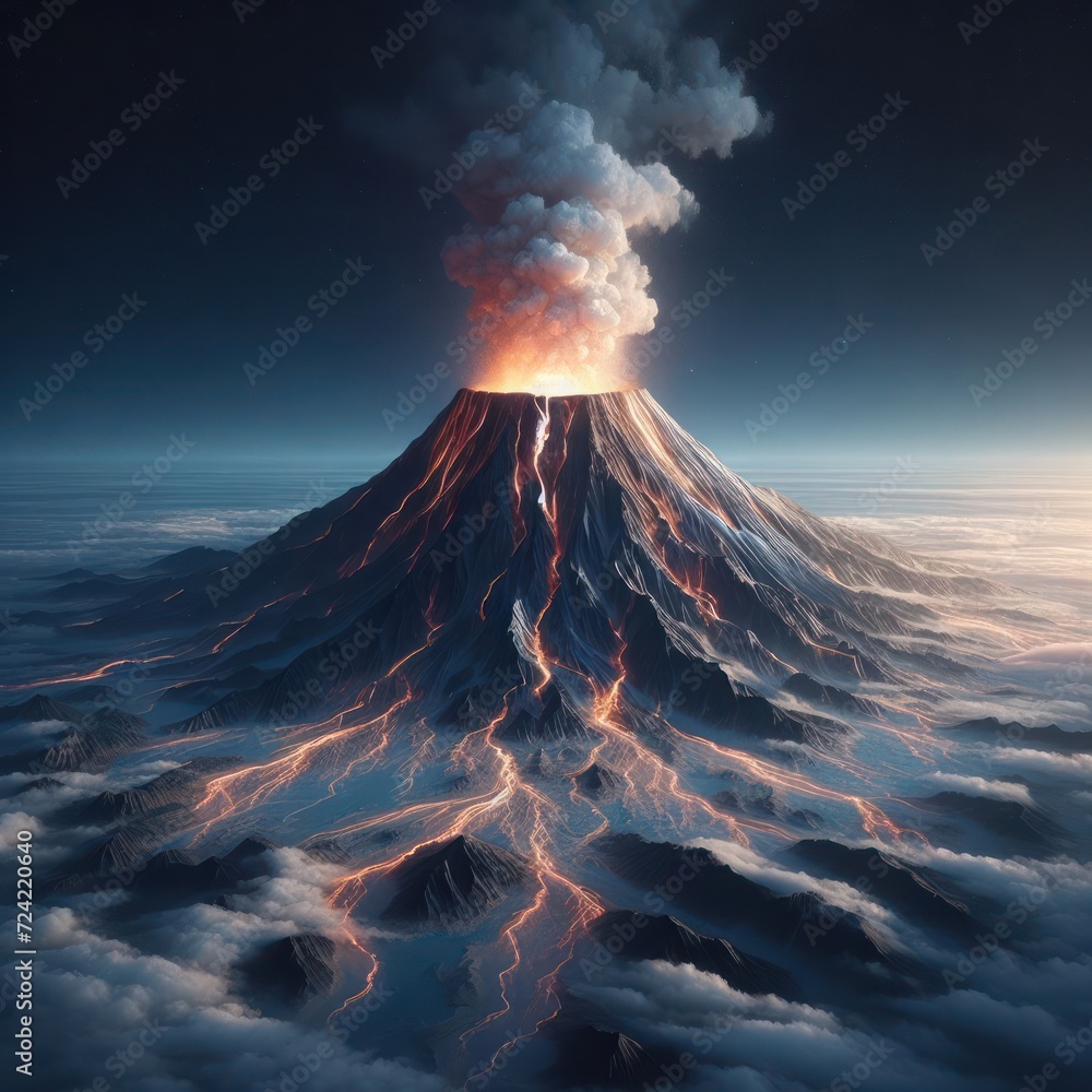 A volcano preparing to erupt.