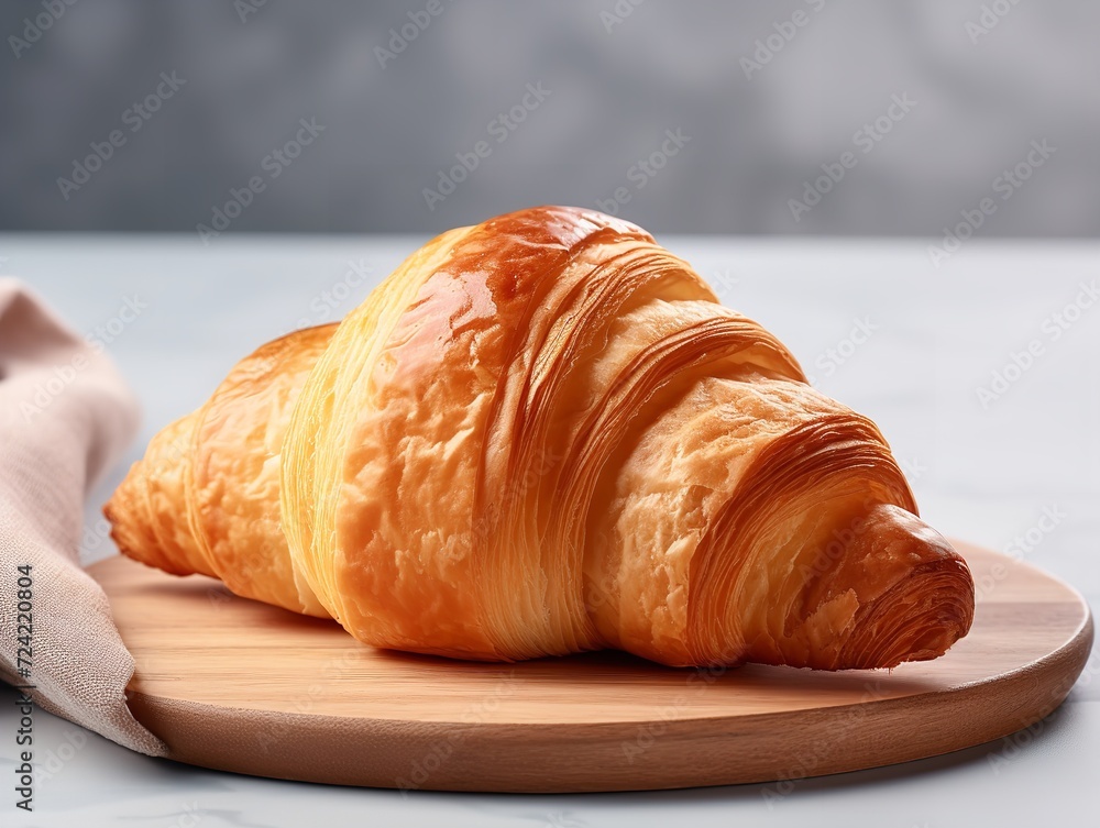 Fresh Croissant Breakfast Delight Isolated on White Background AI Generated